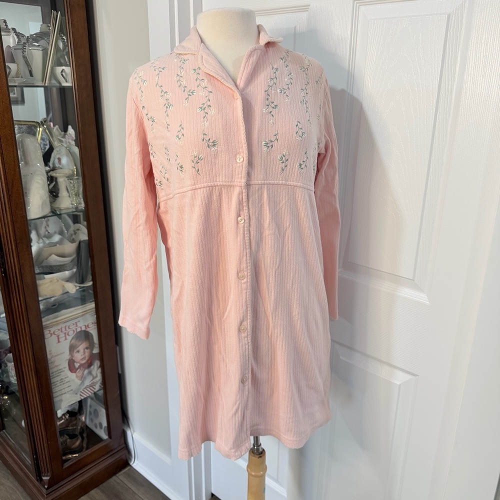 Grandma CORE Erika Taylor Pink Floral Button-Down Pajama Dress